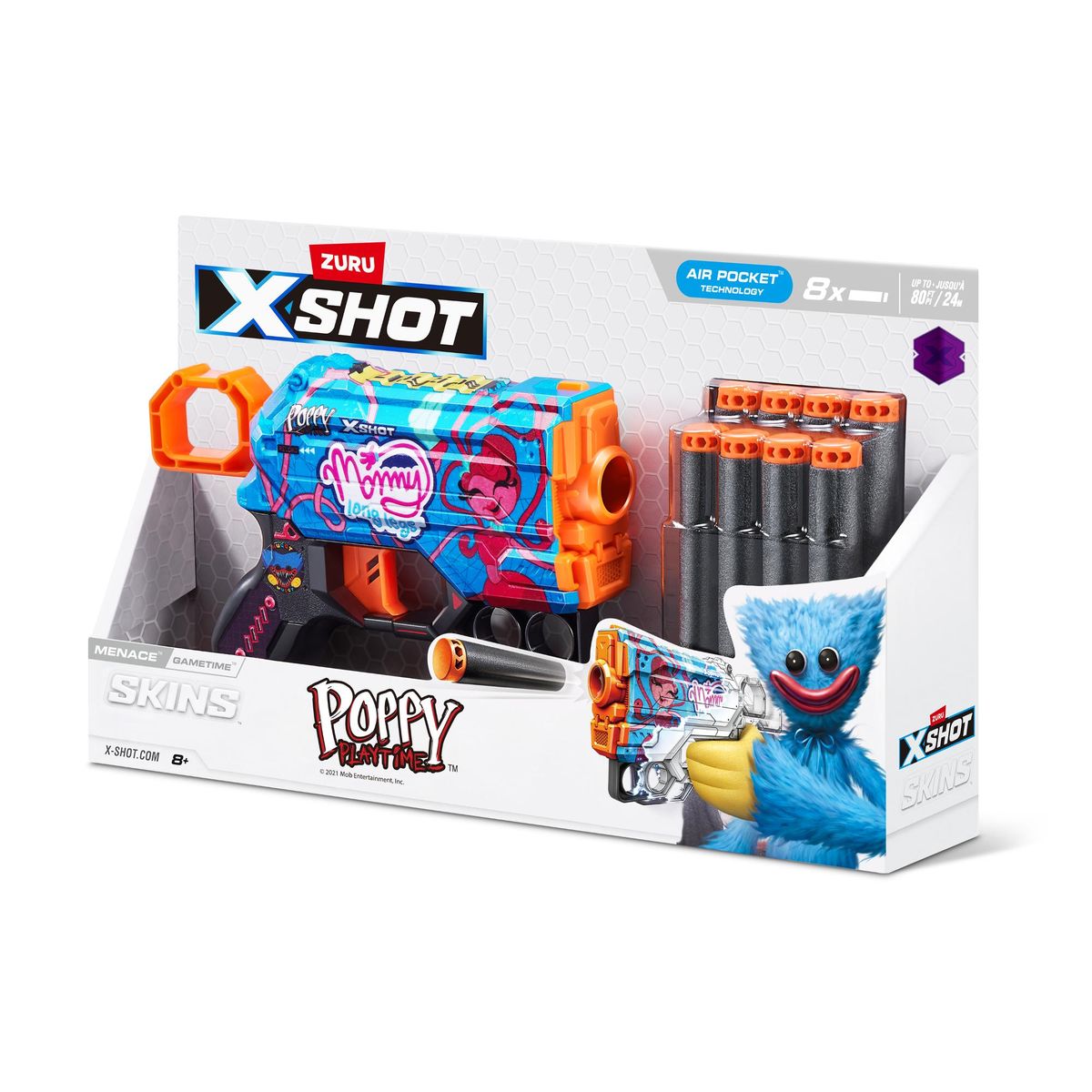 X SHOT - Lanzador De Dardos Xshot Menace Poppy - Gametime 8 Dardos