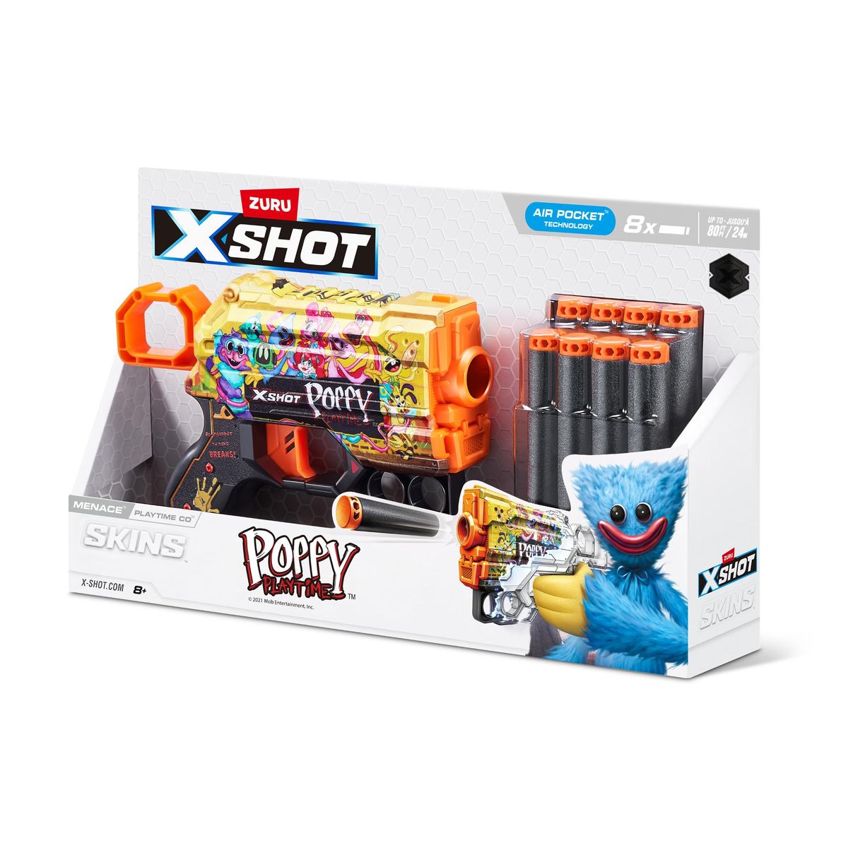 X SHOT - Lanzador De Dardos Xshot Menace Poppy - Playtime Co 8 Dardos