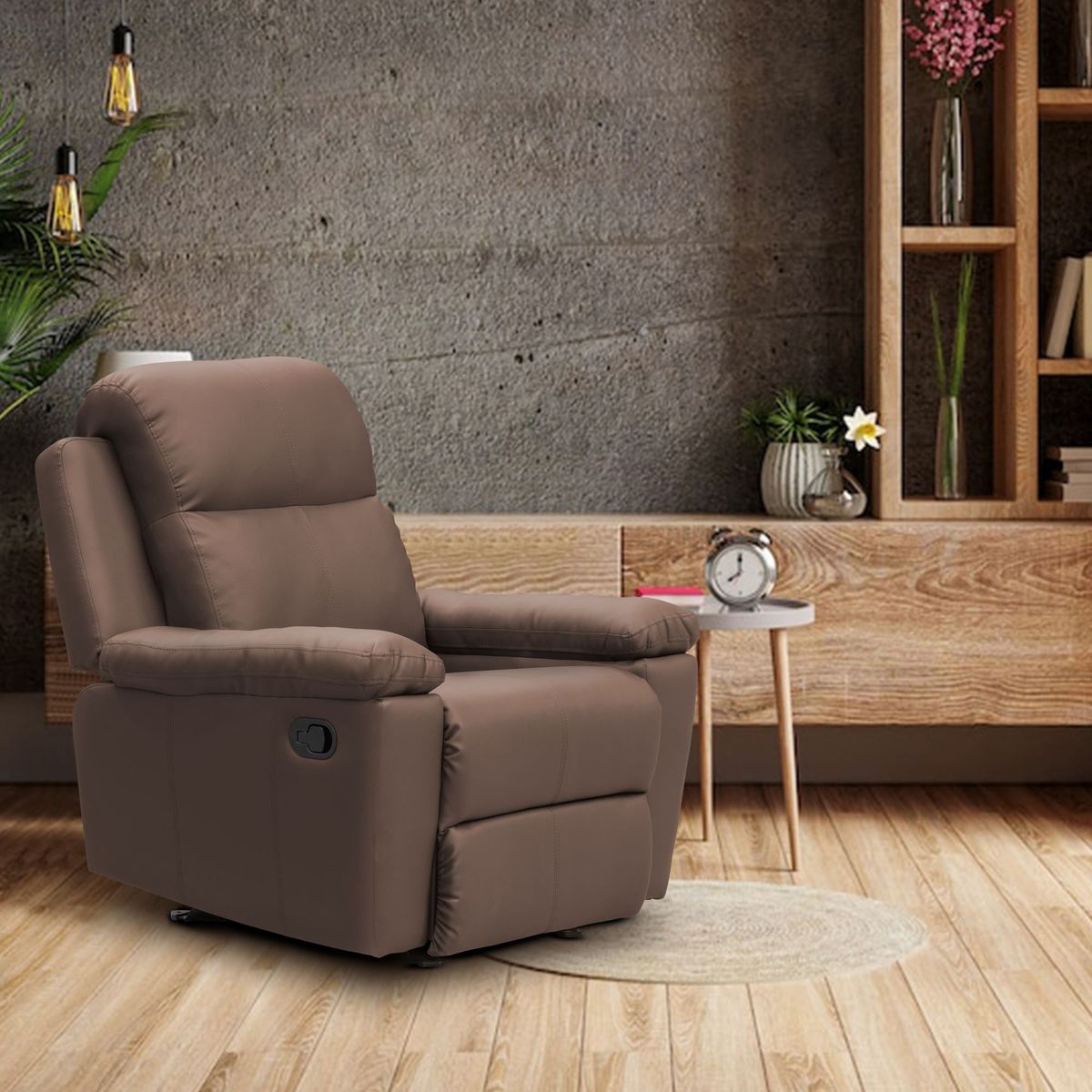 ELITE LIVING - SILLA RECLINABLE MARSELLA 1P MECEDORA CUERO SINTETICO CHOCOLATE