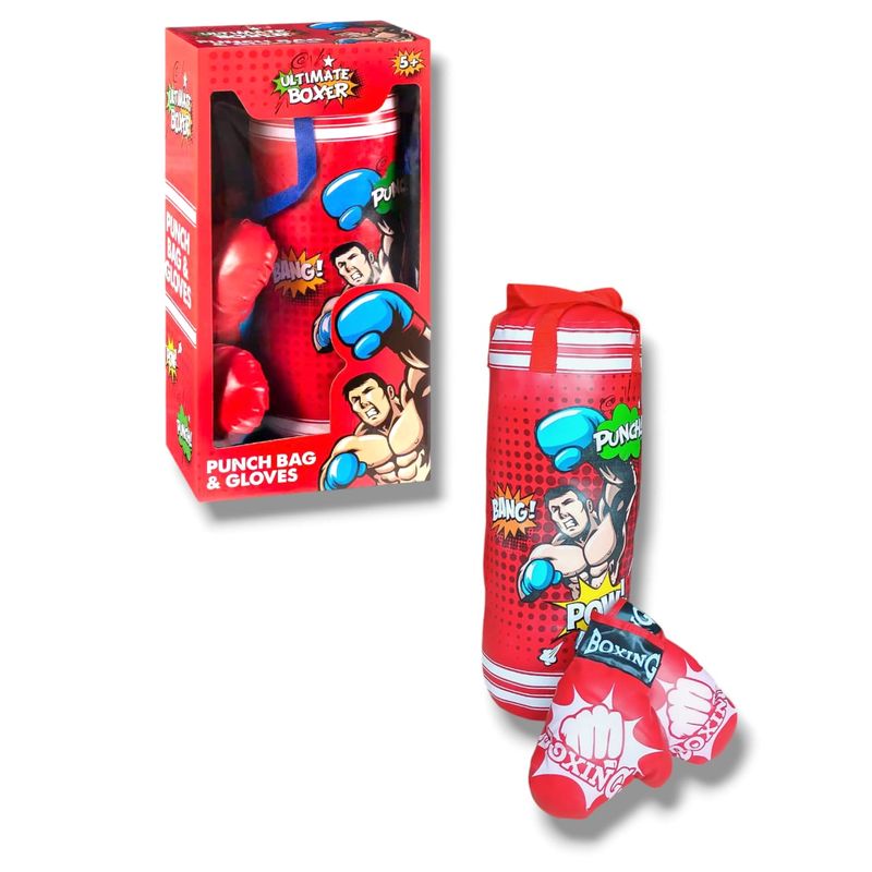 GENERICO - Kit Saco Boxeo Multidiseños + Guantes Para Niño Roja