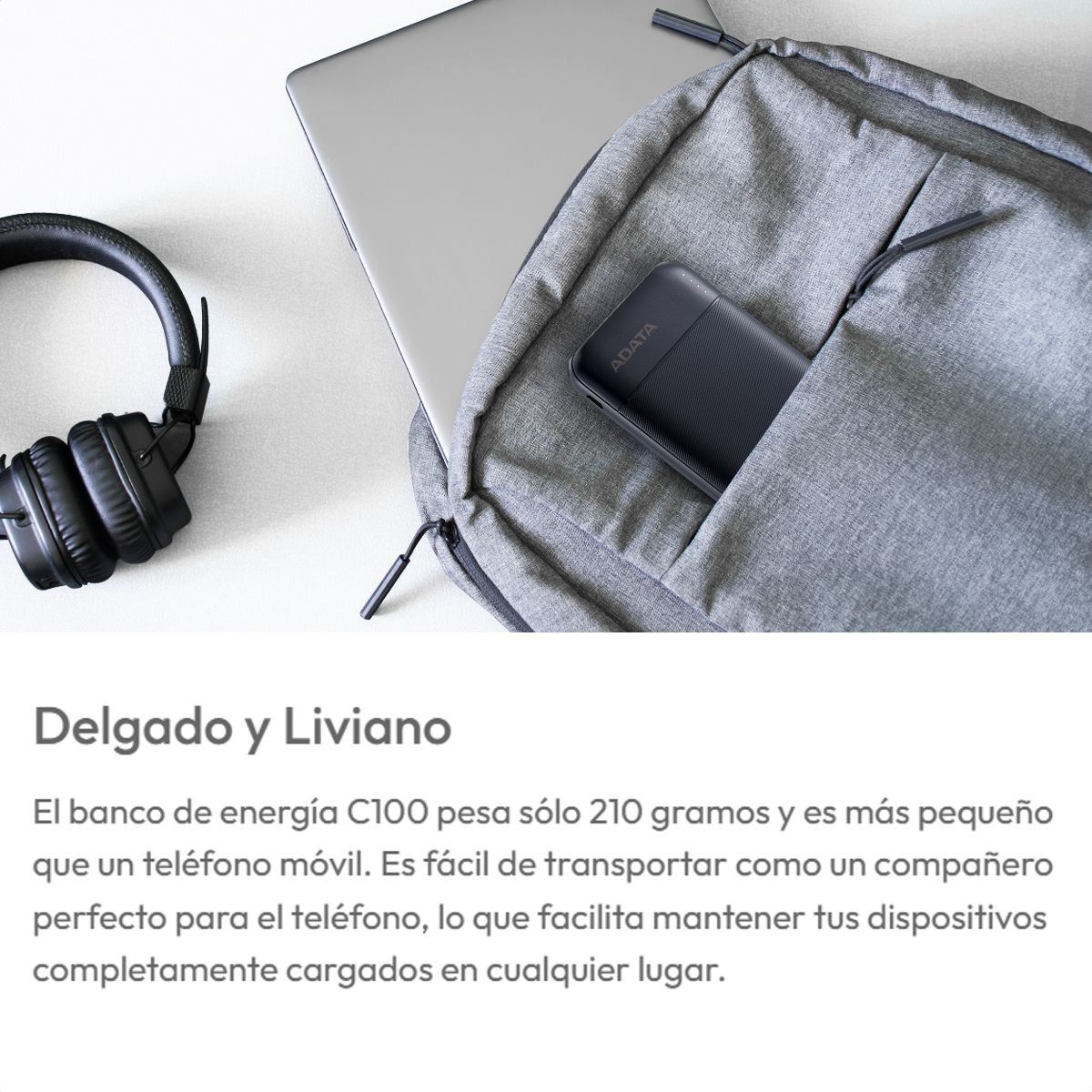 ADATA - Power Bank 10000mah Adata C100 Carga Rápida QCPD 20W Blk