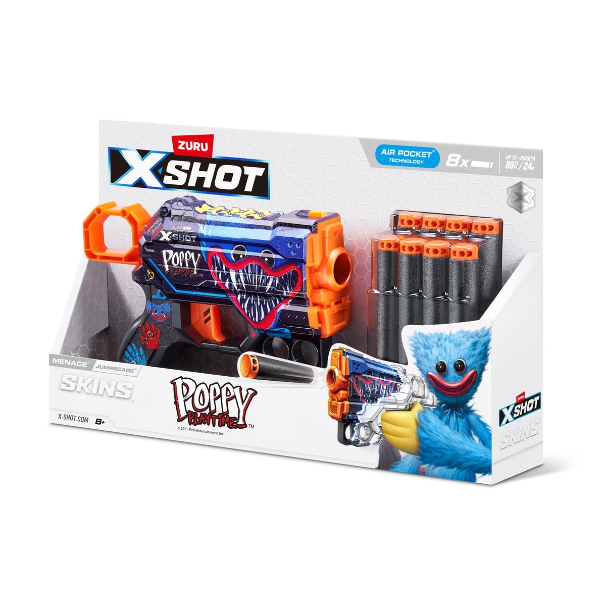 X SHOT - Lanzador De Dardos Xshot Menace Poppy - Jumpscare 8 Dardos