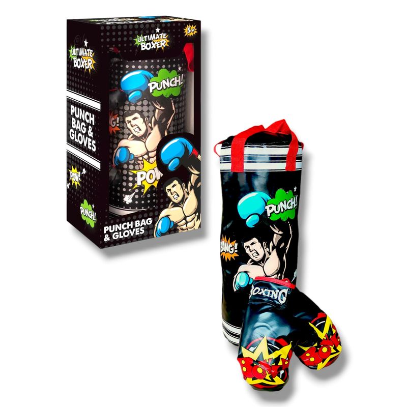 GENERICO - Kit Saco Boxeo Multidiseños + Guantes Para Niño negro