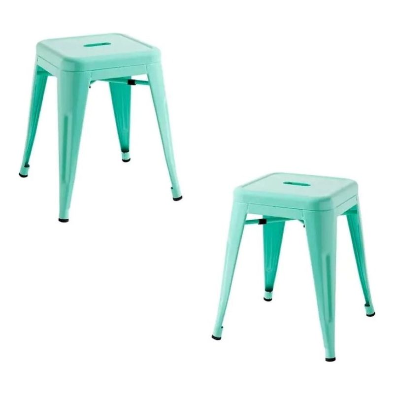 MOBLIHOUSE - Set X2 Taburete Apilable De Metal Para Mesa De Comedor