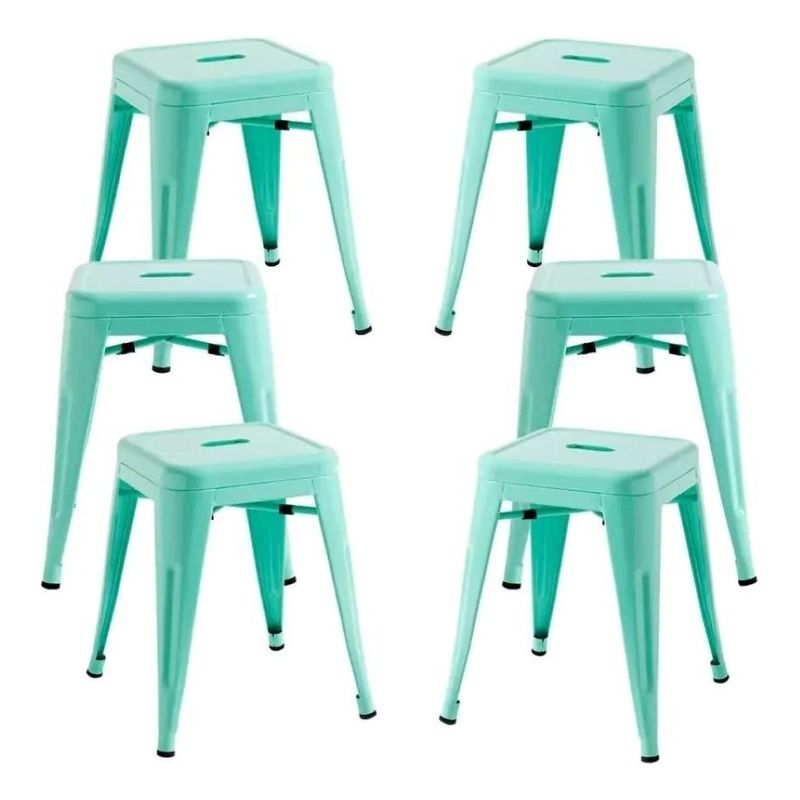 MOBLIHOUSE - Set X6 Taburete Apilable De Metal Para Mesa De Comedor