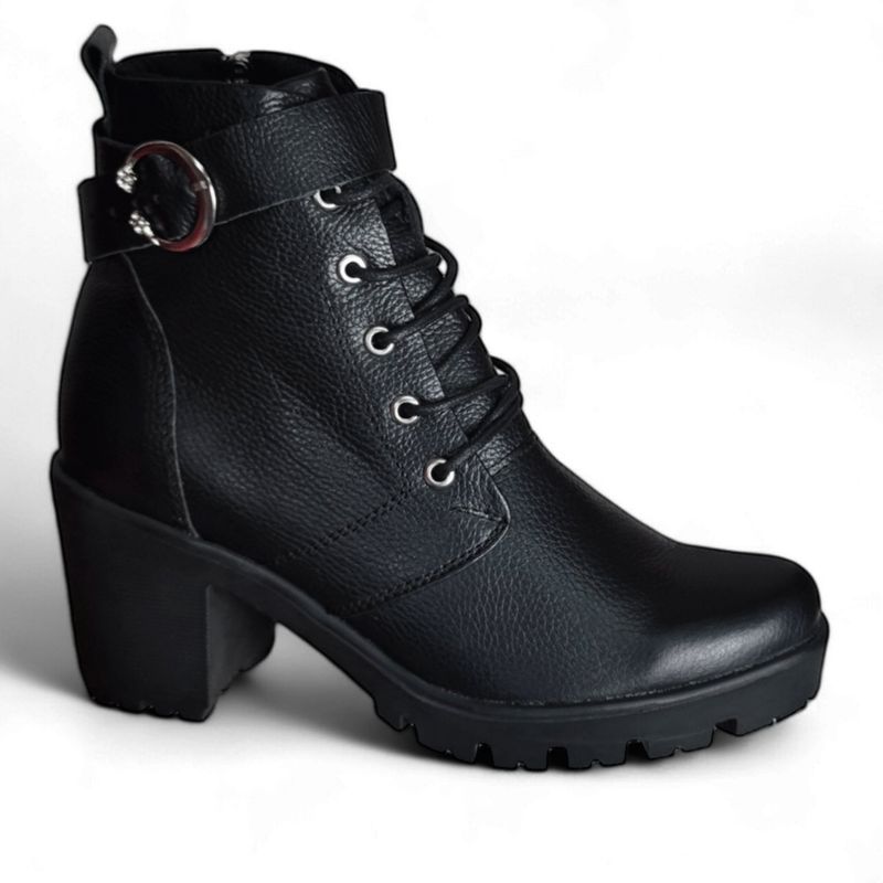 CALZADO CON ALTURA MONSERRATE - Bota en CUERO para mujer marca moreliber ref Perla negro