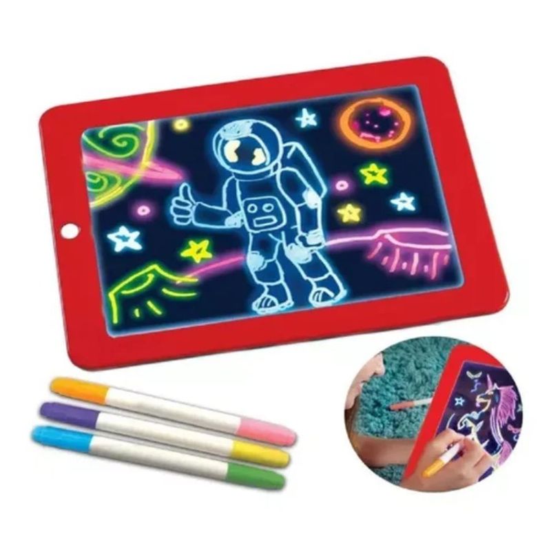GENERICO - Tablero De Dibujo Magic Pad Luz Led + Marcadores + Plantilla