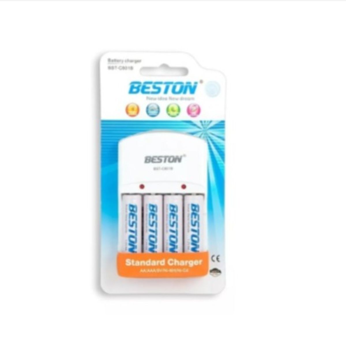 BESTON - Cargador + 4 Pilas 2700 Mah + 4 Pilas 2100 Mah Marca Beston