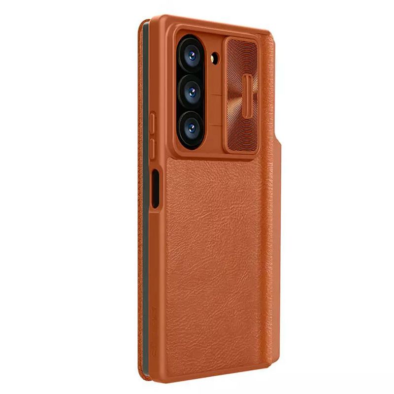 GENERICO - Estuche Nillkin Qin Pro Leather Samsung compatible  Z Fold 6 Marron