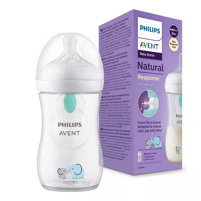 AVENT - Tetero Avent Natural Response 9 Oz Válvula Airfree Elefante