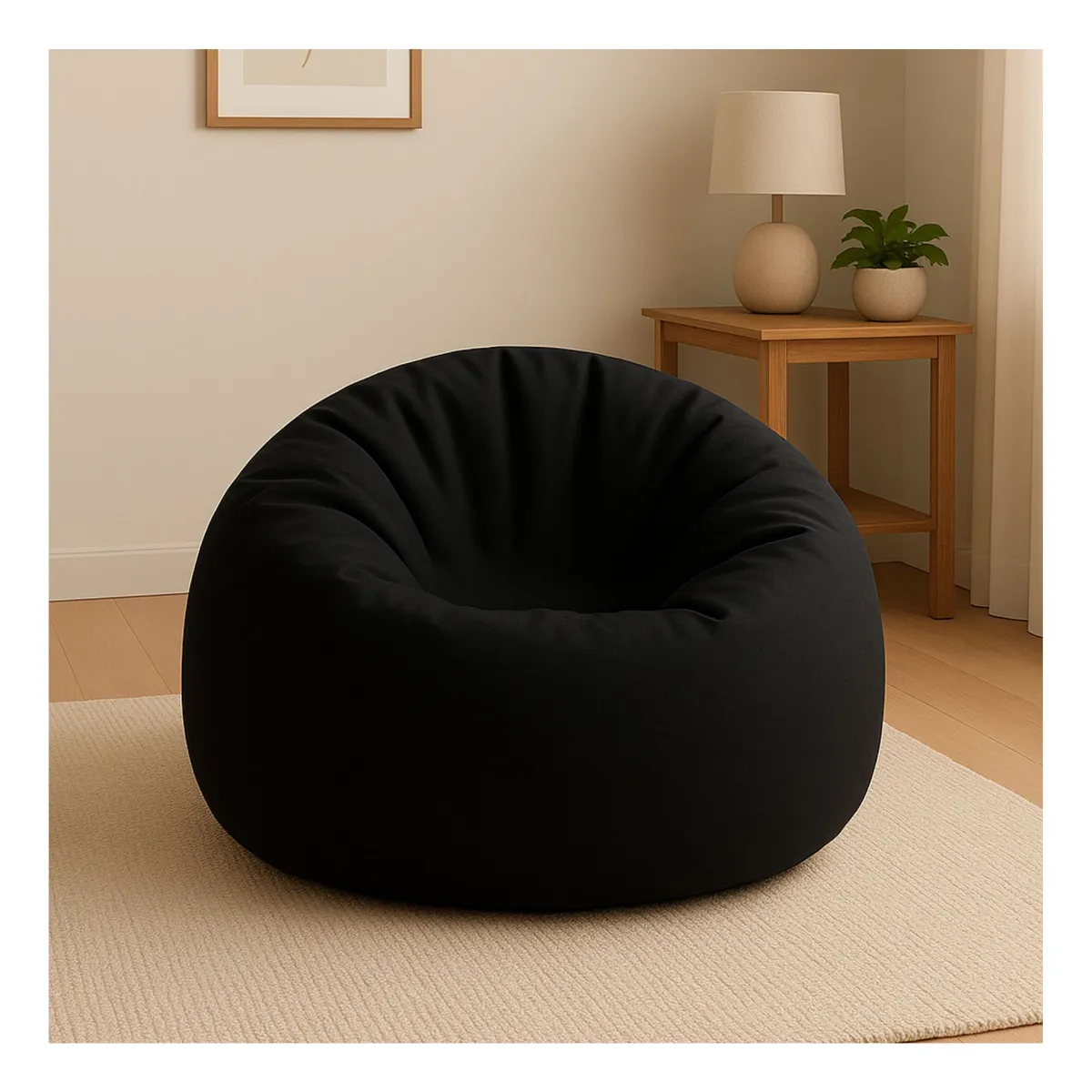 DORMIPUFF - Puff Redondo Negro Gigante Silla Lona Dormipuff
