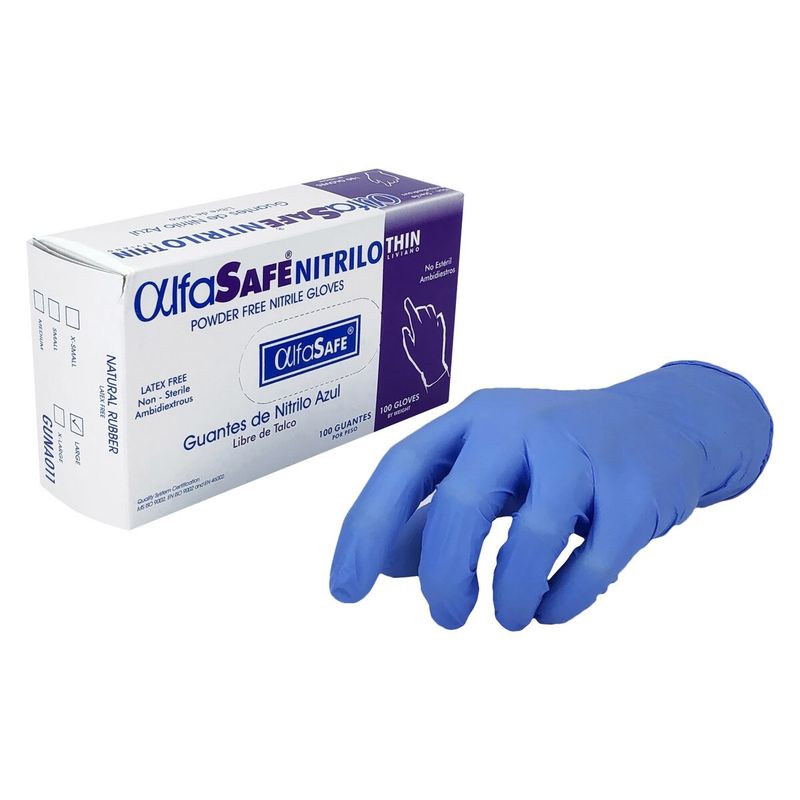 ALFA - Guante Nitrilo Thin Azul Talla L Caja 100 Unidades Alfa