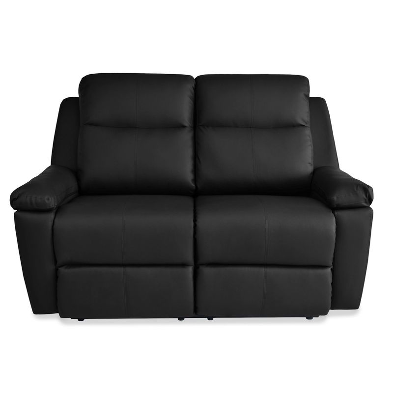 ELITE LIVING - SOFA RECLINABLE MARSELLA 2P ESTATICO CUERO SINTETICO NEGRO