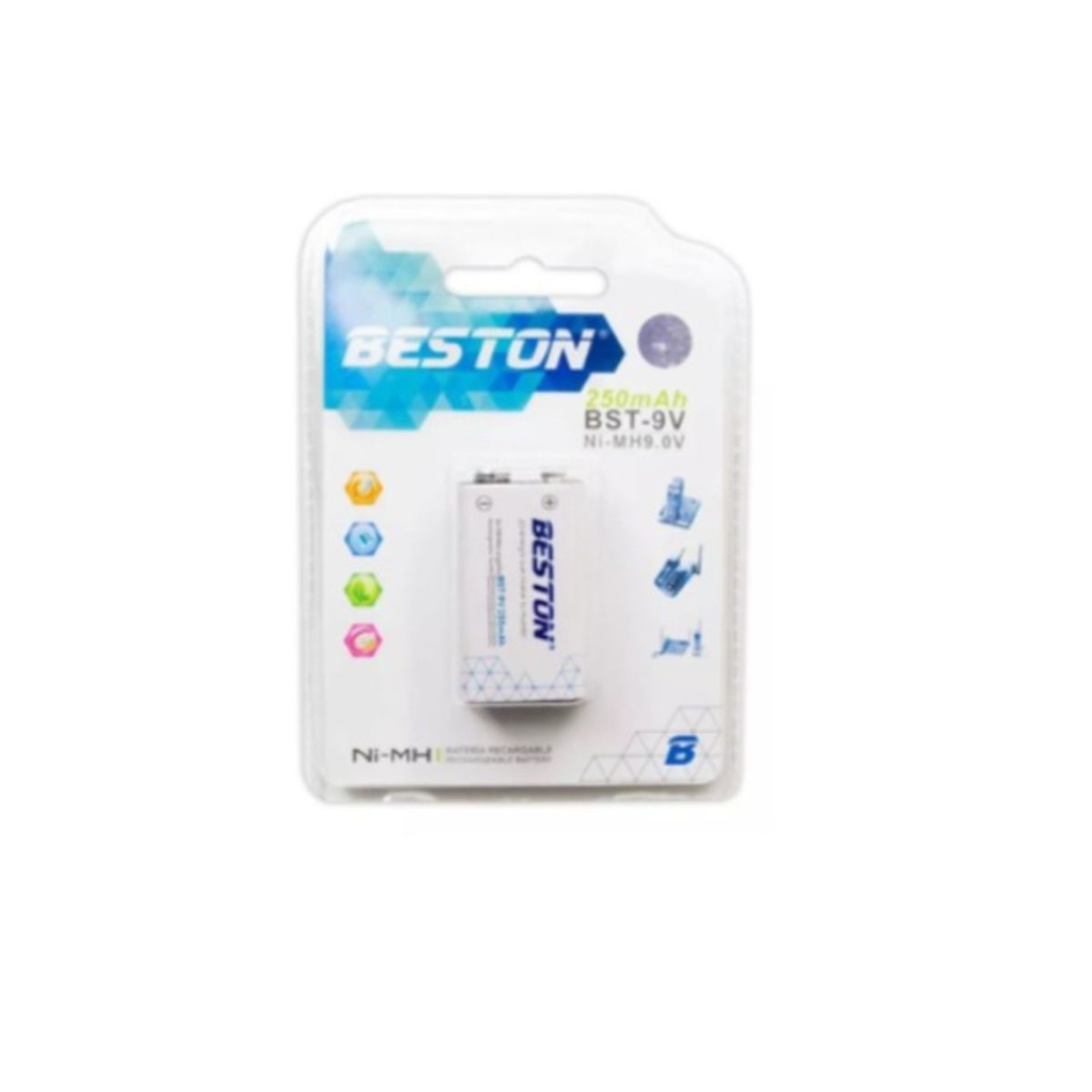 BESTON - 1 Pila Batería Cuadrada Beston Recargable 9v