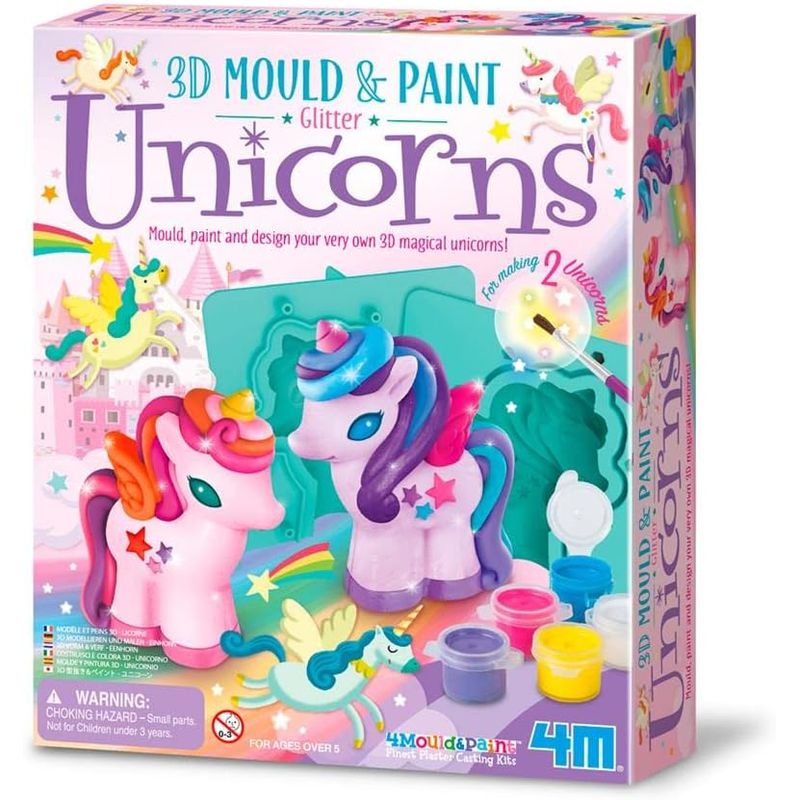 4M - MOLDEA Y PINTA UNICORNIOS 3D CON PURPURINA - MANUALIDADES 4M