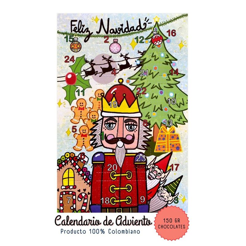 GENERICO - Calendario de Adviento Con Chocolates 150gr - Cascanueces