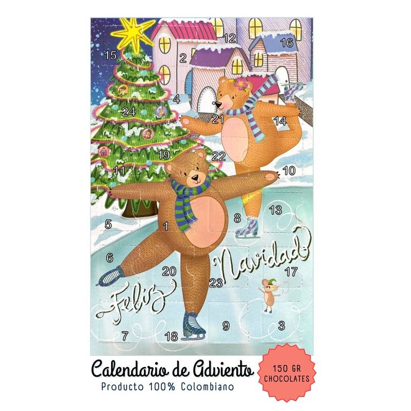 GENERICO - Calendario de Adviento Con Chocolates 150gr - Ositos