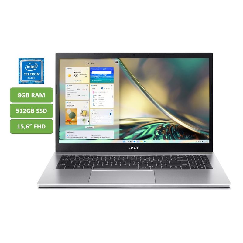 ACER - PORTATIL ACER - CORE I3 1215U - 8GB RAM - 512GB SSD - 156 FHD - MOD: A315-59-39GN - COMPUTADOR