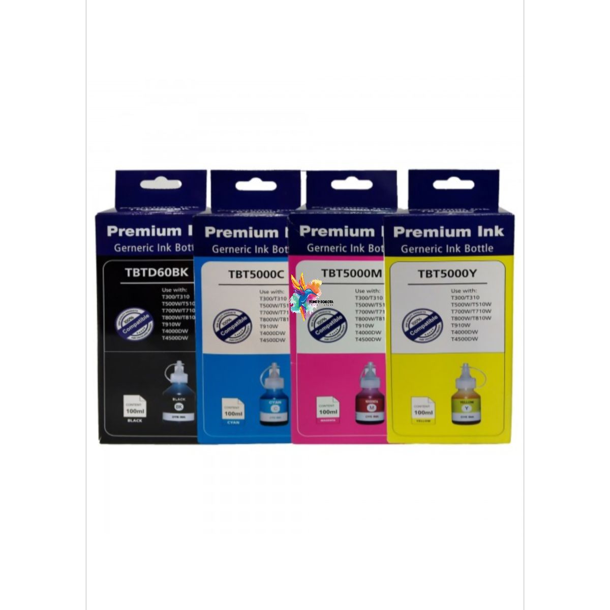 PREMIUM - Tintas BT-D60BK, BT500C, M, Y, genéricas para DCPT510W, DCP710W, MFCT910DW, Kit x 4