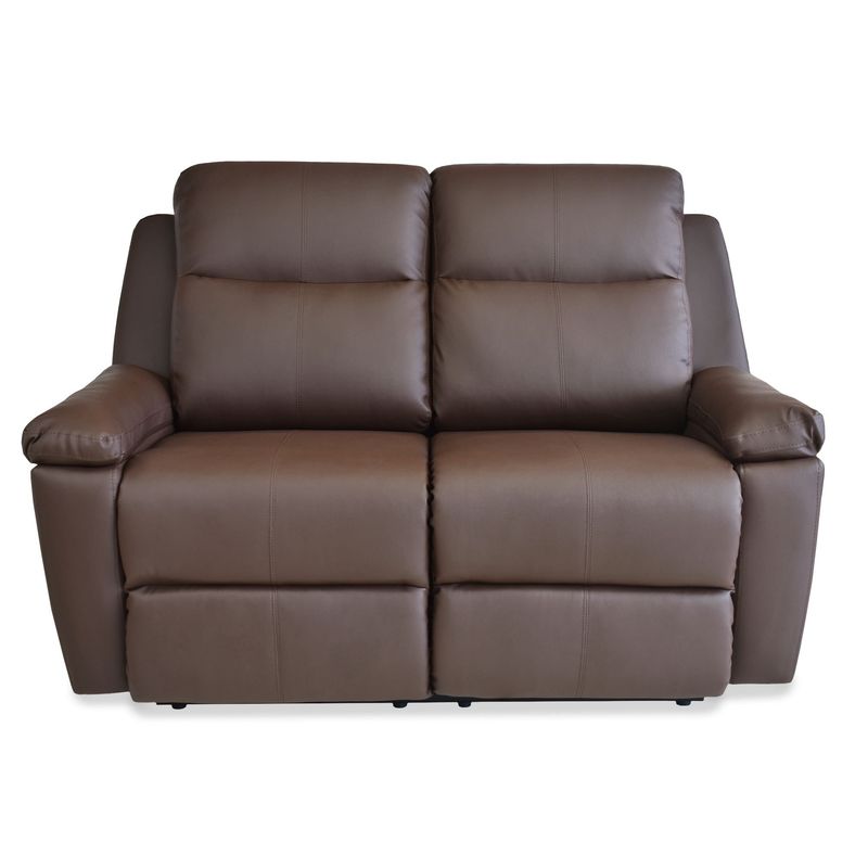 ELITE LIVING - SOFA RECLINABLE MARSELLA 2P ESTATICO CUERO SINTETICO CHOCOLATE