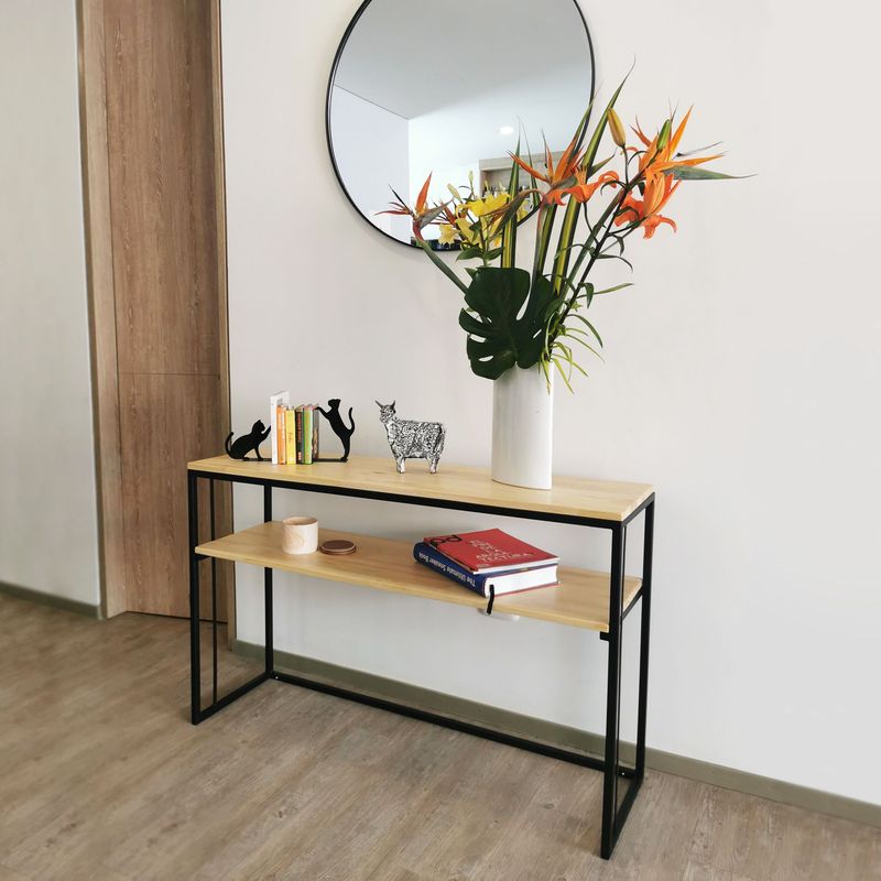 ALIK DISEÑO - Consola Recibidor De Entrada Estilo Industrial Dos Niveles 100cm Negro