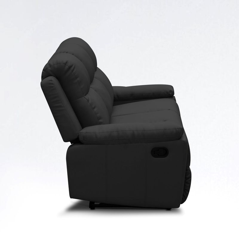 ELITE LIVING - SOFA RECLINABLE MARSELLA 3P ESTATICO CUERO SINTETICO NEGRO