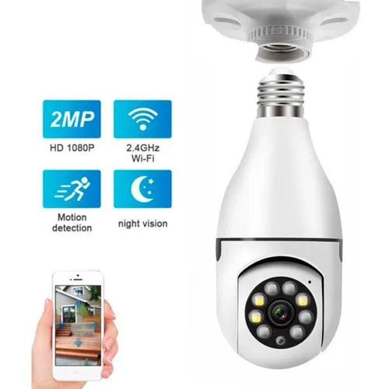 GENERICO - Cámara De Seguridad Wifi Bombillo Robotica Panoramica Ip 360