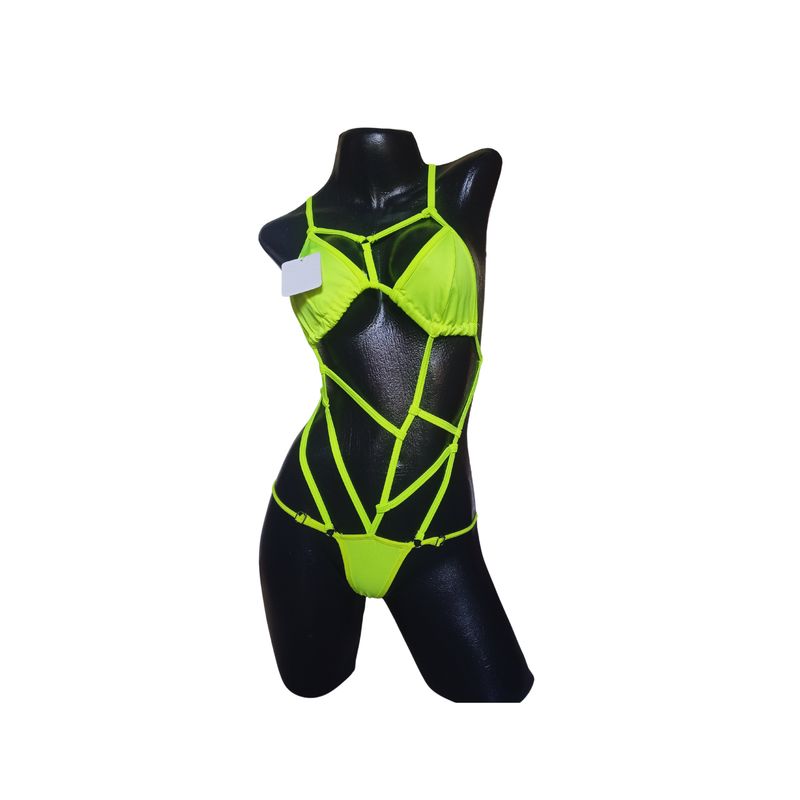 GENERICO - Conjunto Ropa interior Lencería erótica sexy Verde Neon