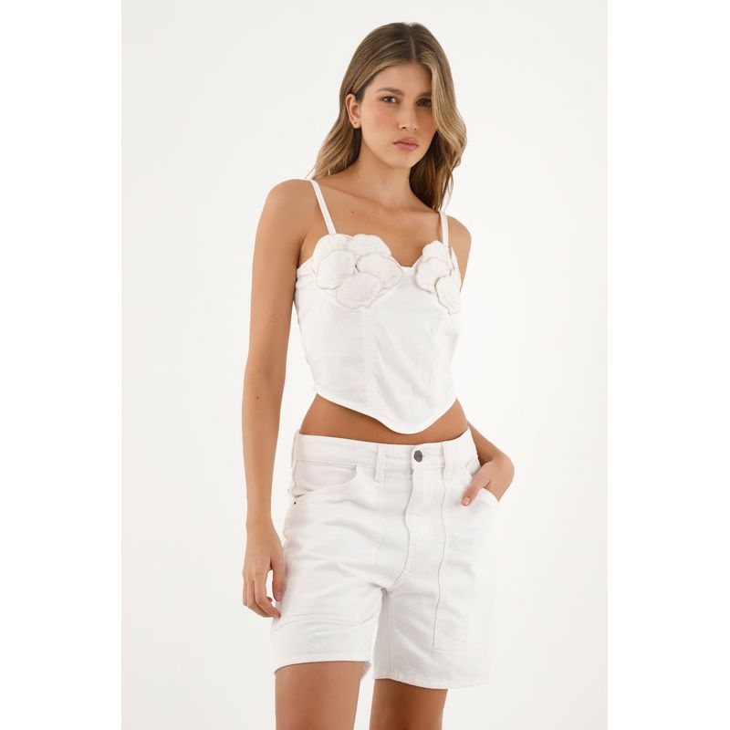 TENNIS - Bermuda blanca tiro bajo para mujer