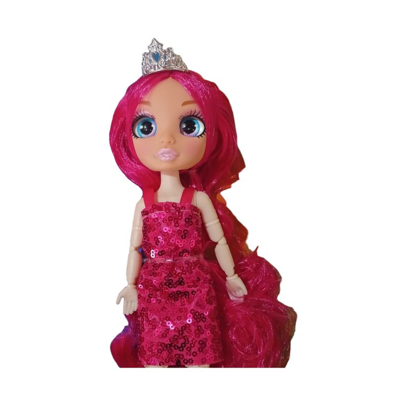 INFANTILES CAJUROMIX - Muñeca Moda Rainbon Higo Vestido Fucsia