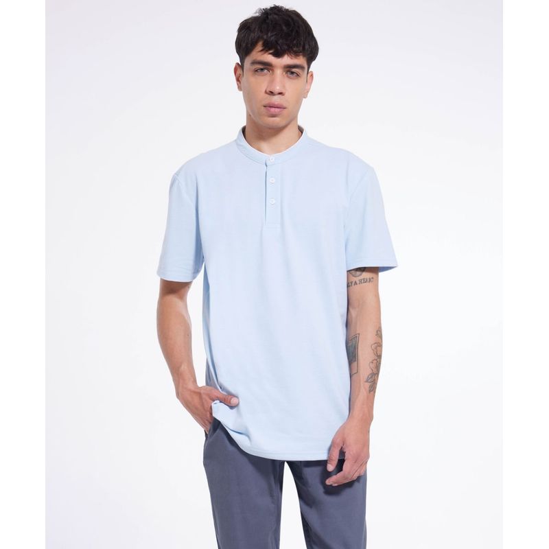 SEVEN SEVEN - Polo Para Hombre Cuello Mao  Color Celeste Marca Seven Seven #45110767