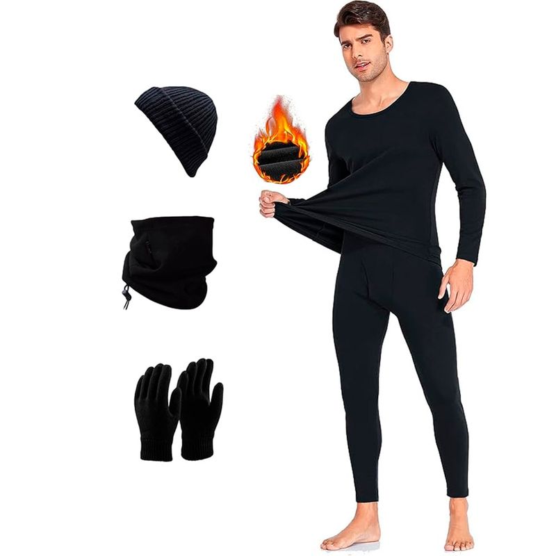 FRIOLENTA - Combo térmico pantalón camiseta guantes gorro bandana - negro