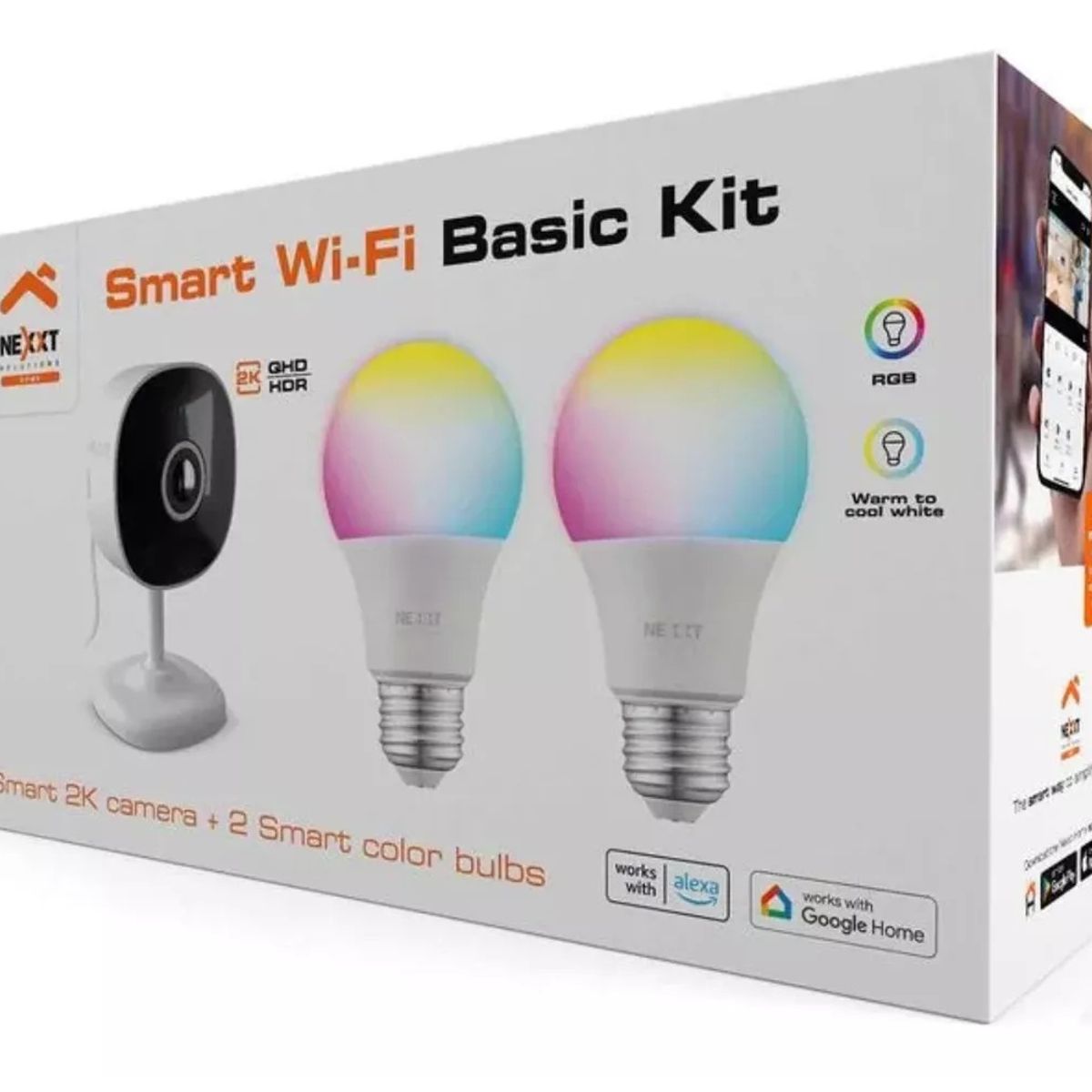 NEXXT SOLUTIONS - Kit Camara De Seguridad Y Bombillos Inteligentes Nexxt K-120