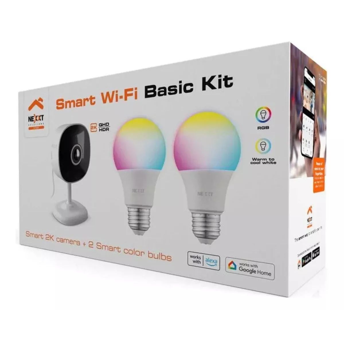 NEXXT SOLUTIONS - Kit Camara De Seguridad Y Bombillos Inteligentes Nexxt K-120