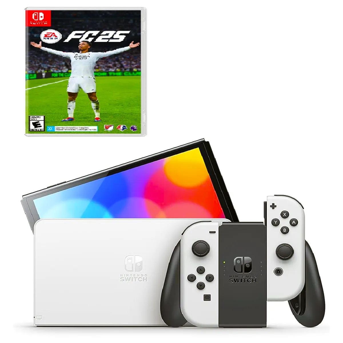 NINTENDO SWITCH - Consola Nintendo Switch Oled Blanca+Fc 25+Vidrio