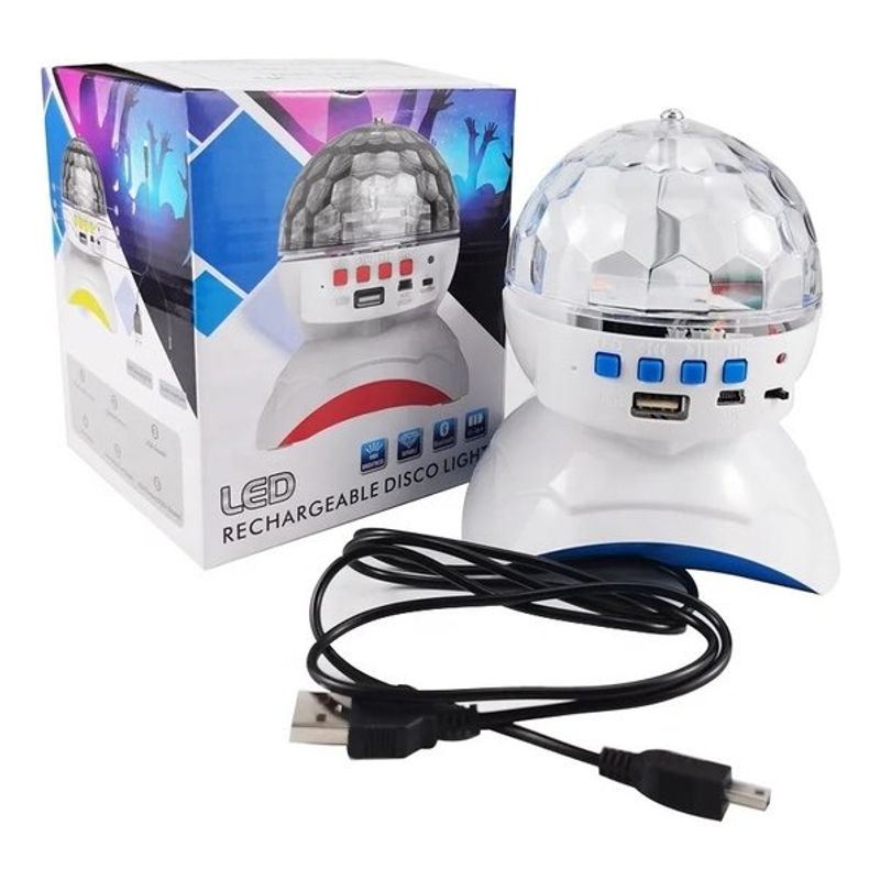 GENERICO - Esfera Proyector Luces Rgb Parlante Bluetooth Recargable Usb.