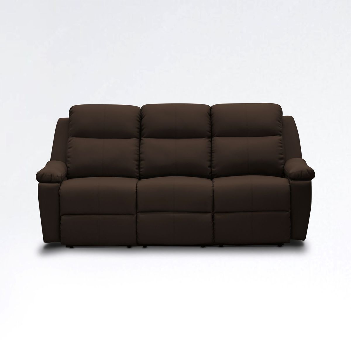 ELITE LIVING - SOFA RECLINABLE MARSELLA 3P ESTATICO CUERO SINTETICO CHOCOLATE