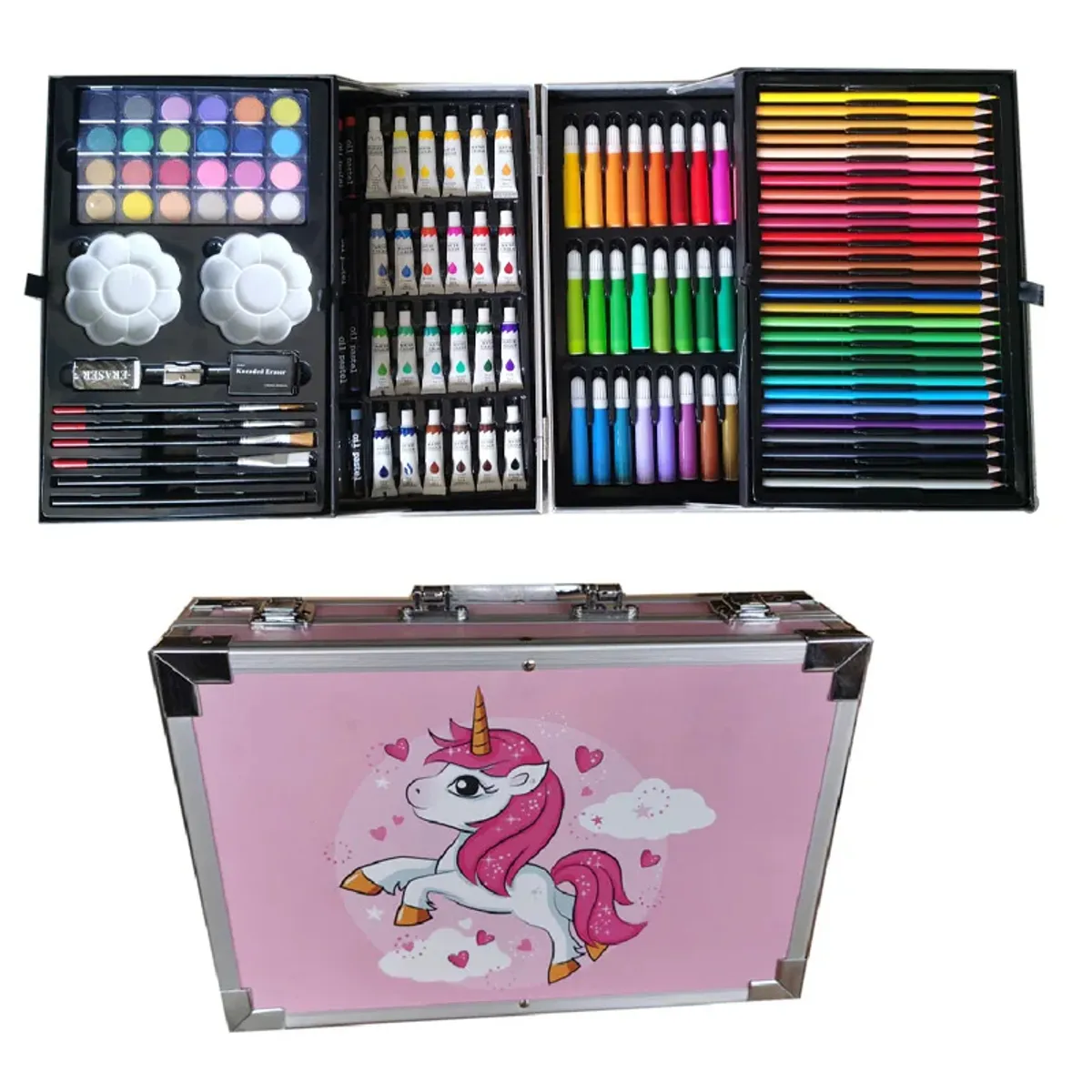 GENERICO - Set Arte Maleta Metalico 145 Piezas Profesional Dibujo