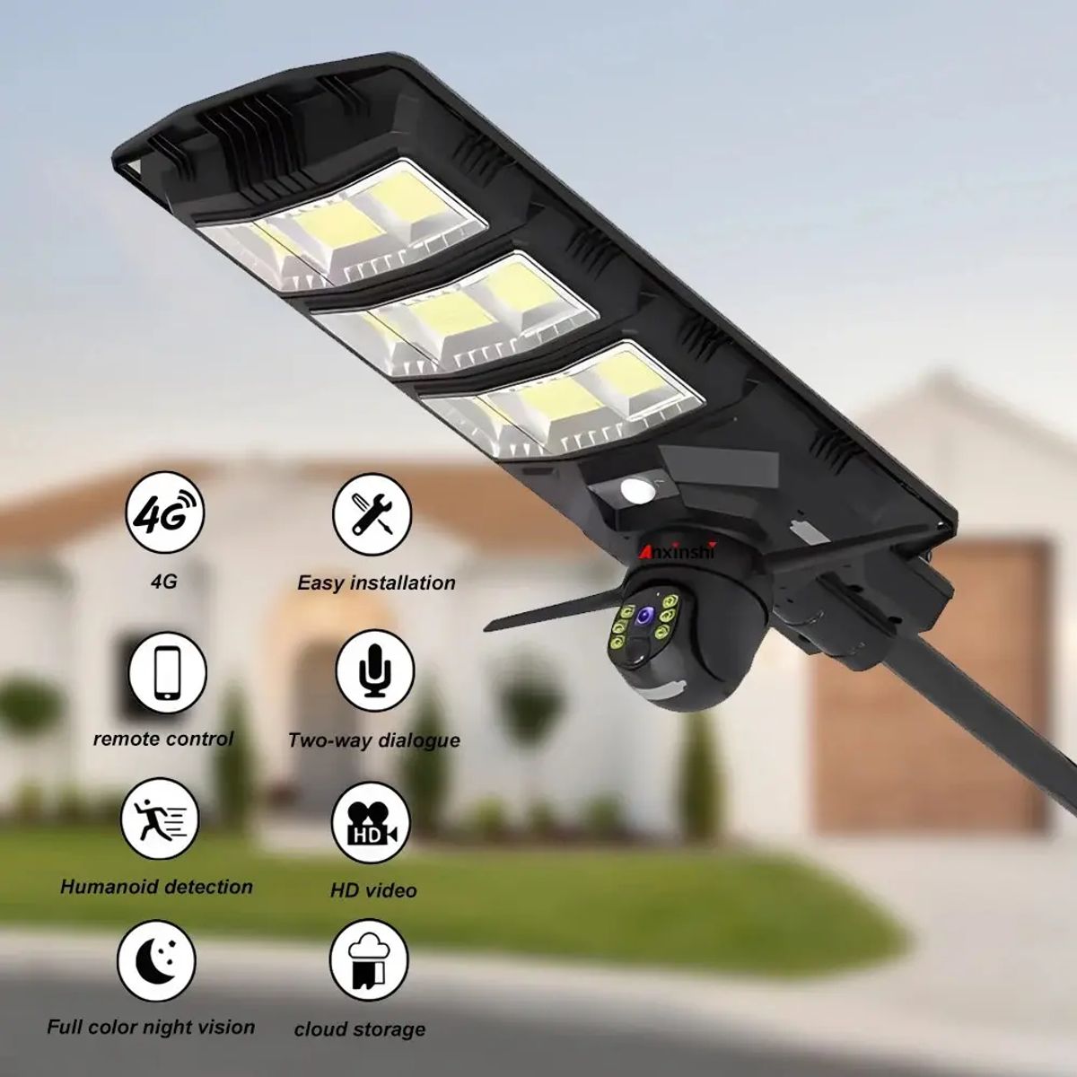 GENERICO - Reflector Solar Panel De 450w Con Camara Ptz Sim 4g Full Hd