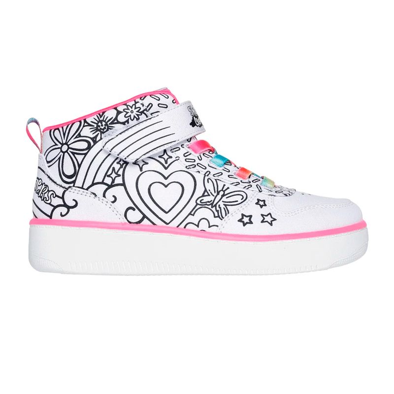 SKECHERS - TENIS SKECHERS BLANCOS PARA NIÑA SK SPORT COURT 92 COLOR ME KICKS WHT