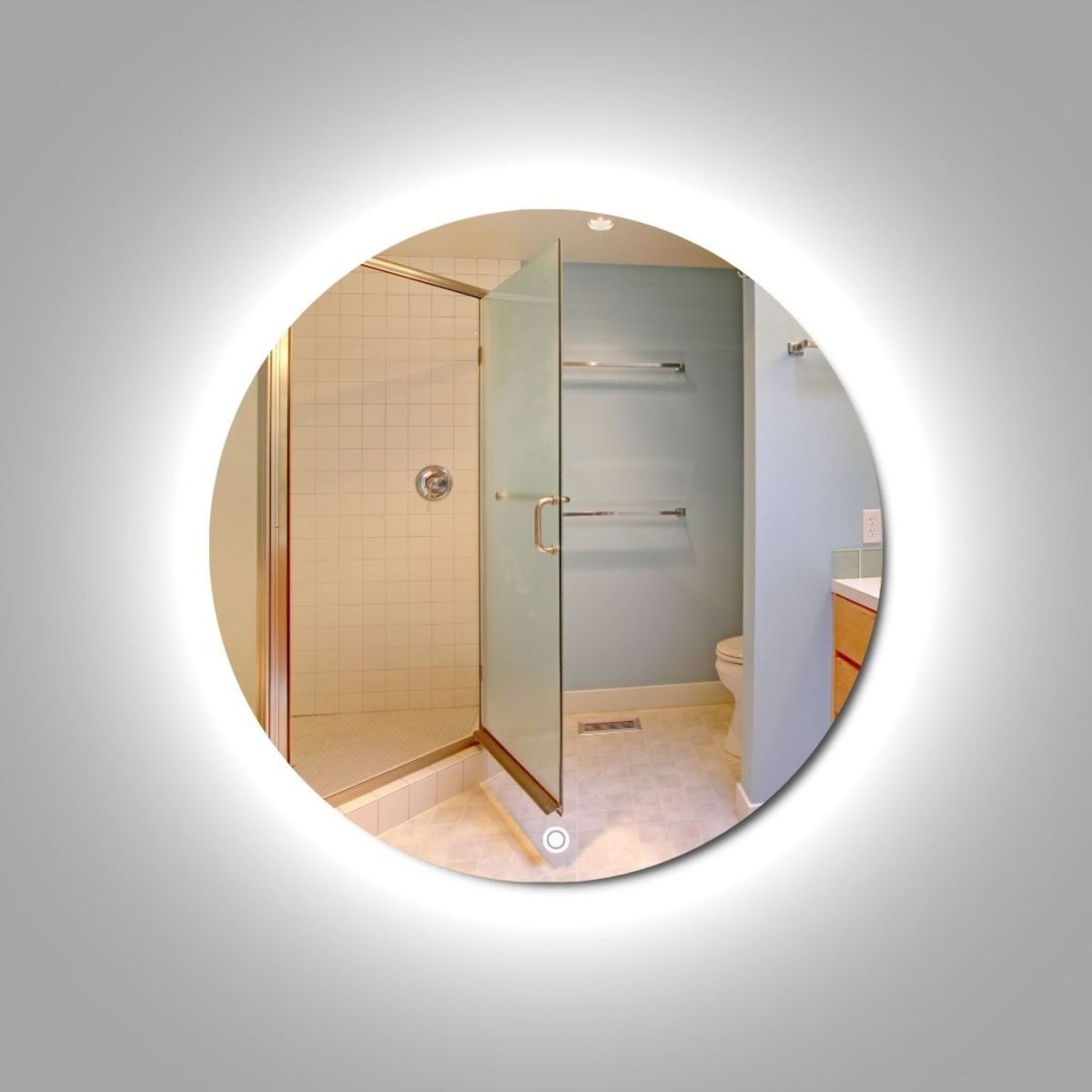 ALIK DISEÑO - Espejo Redondo Flotante Con Luz Led Blanca Táctil 90Cm