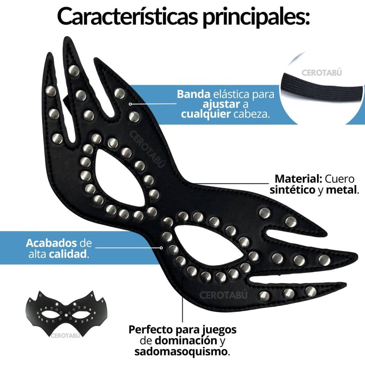 GENERICO - Antifaz Erotico Máscara Ojos Bondage BDSM Disfraz Sado Lalinda