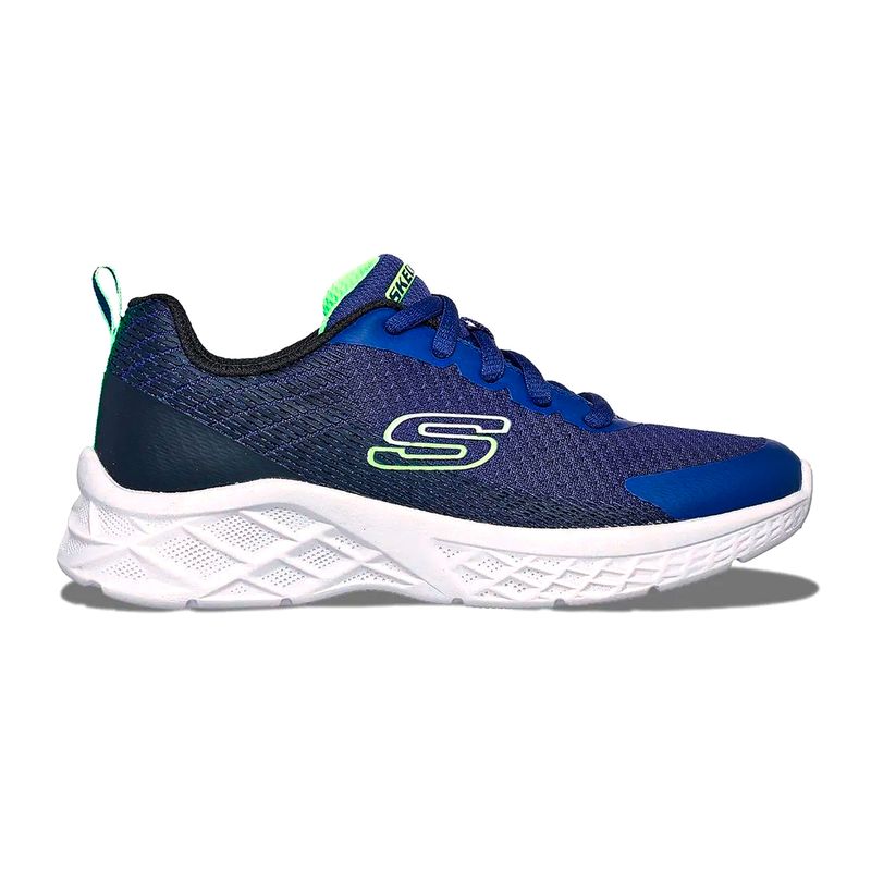 SKECHERS - TENIS SKECHERS AZUL PARA NIÑO SK MICROSPEC II VOVRIX NAVY 403925LNBLM
