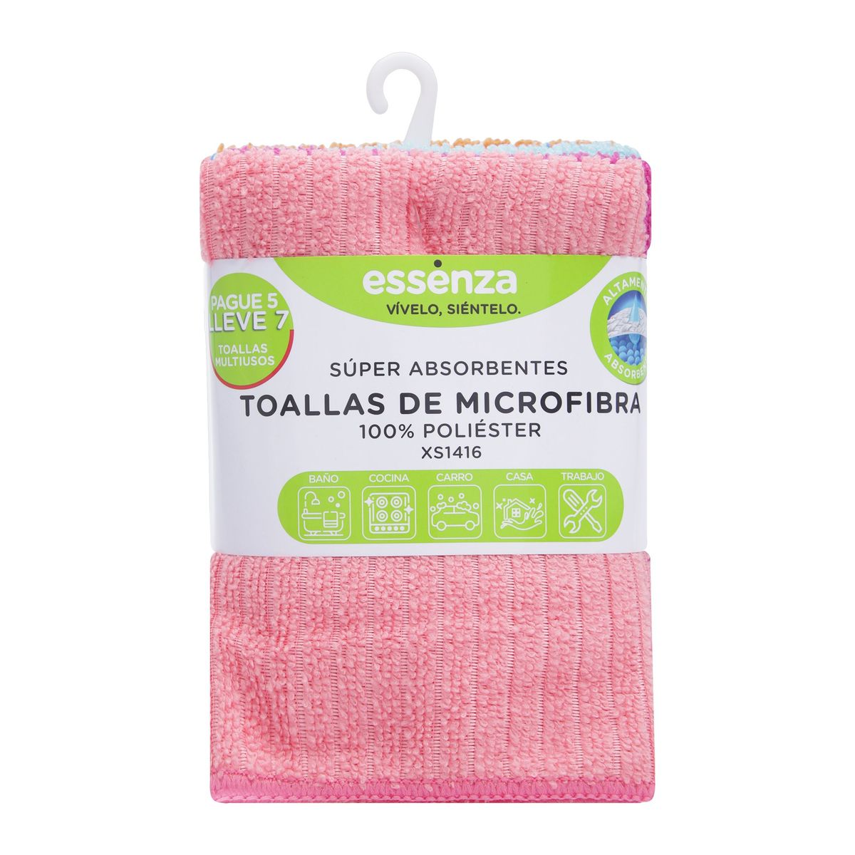 ESSENZA - Set Paños De Microfibra Multiusos 30X30Cm Pague 5 Lleve 7