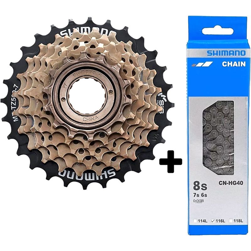 SHIMANO - Pacha Cadenilla Shimano Bicicleta Rosca 7v Tz500 14-28