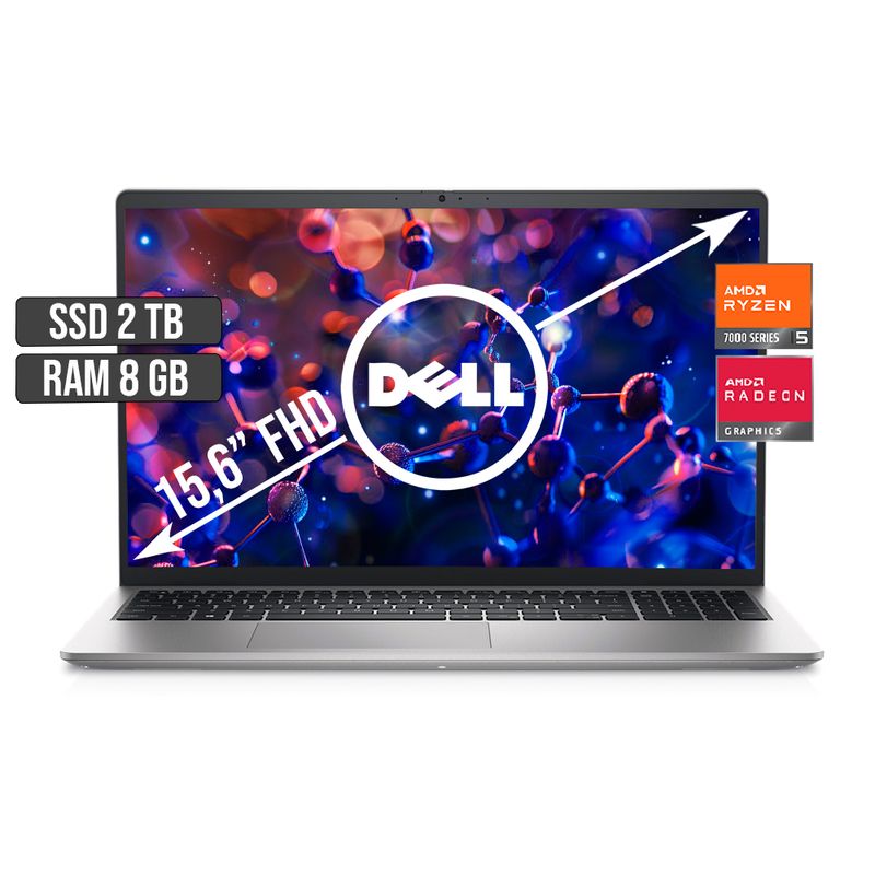 DELL - PORTATIL DELL INSPIRON AMD RYZEN 5-7520U SSD 2TB RAM 8GB LED 15,6 FHD 120Hz