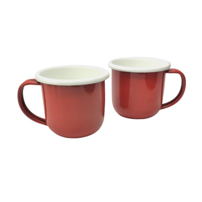 MACUIRA - Set 2 Mugs 330ml en Peltre Rojo Macuira