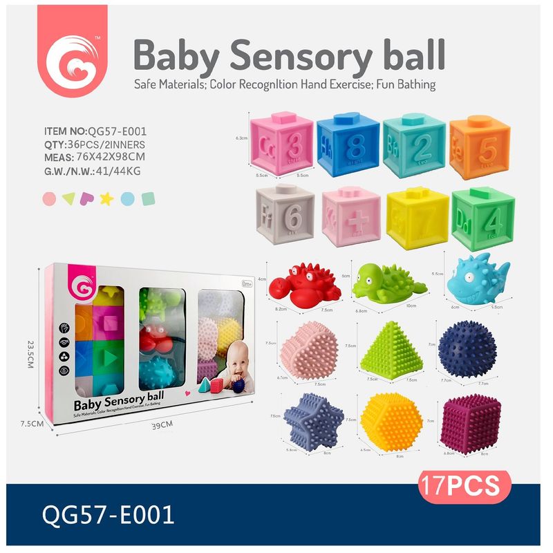 GENERICO - Juego De Pelotas Y Cubos Sensoriales Para Bebe 17 Pcs