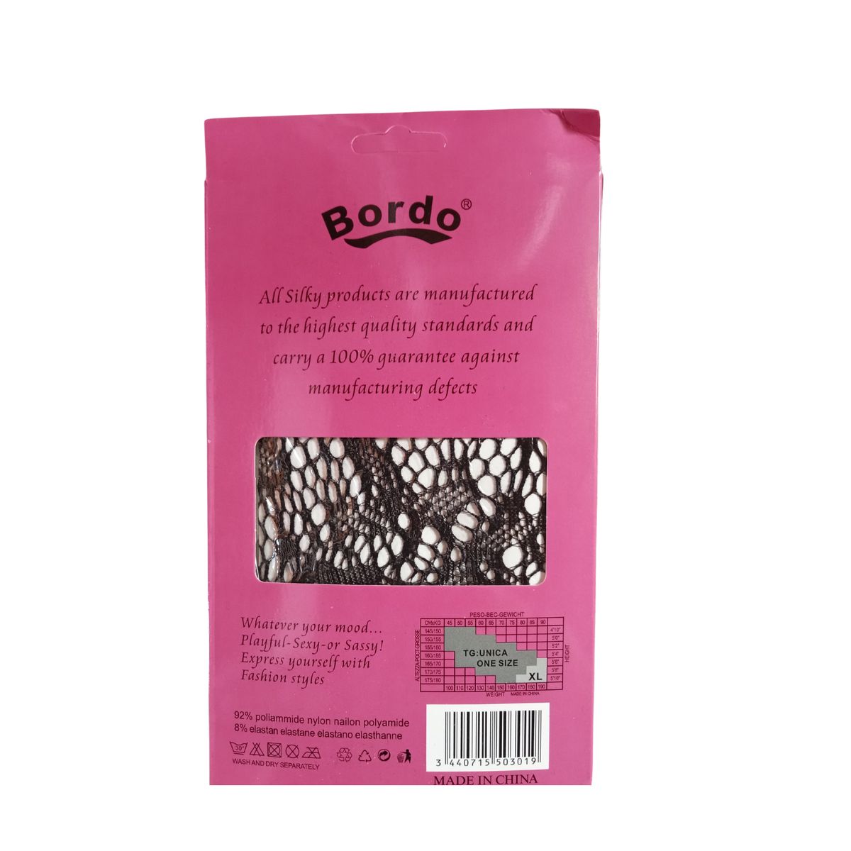 GENERICO - Media malla liguero negro talla única con encaje