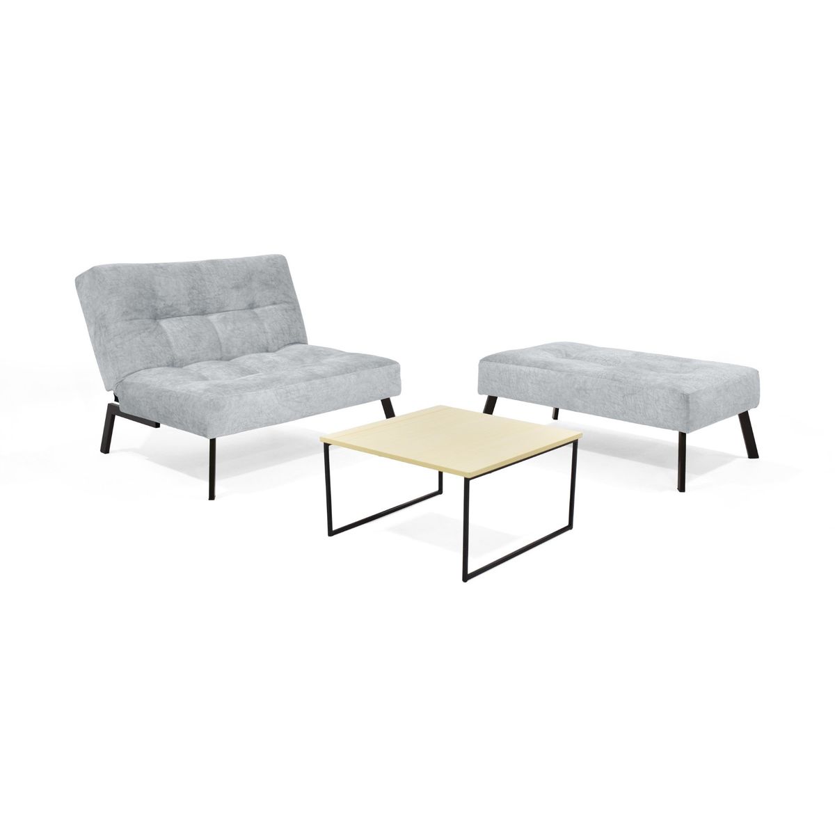 VENECIA - Sala con Sofá Reclinable 2 Puestos + Puff y Mesa de Centro Toulouse